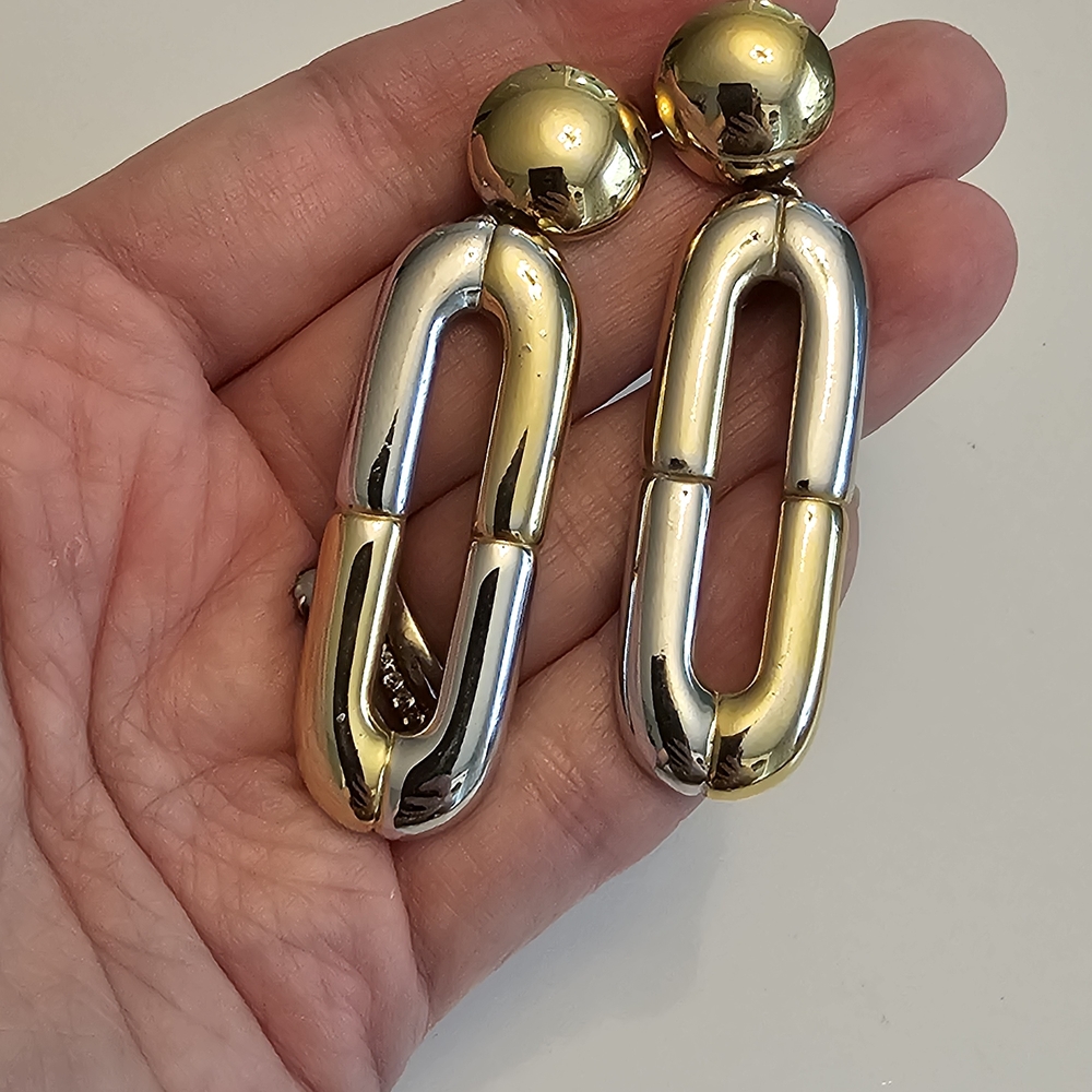 Vintage OSCAR Gold and Silver Statement Earrings